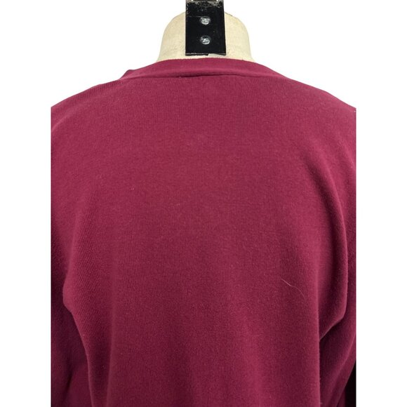 Loft Womens Burgundy Sequin Pocket Cardigan Sweater XL All Cotton Made In China - Picture 9 of 11